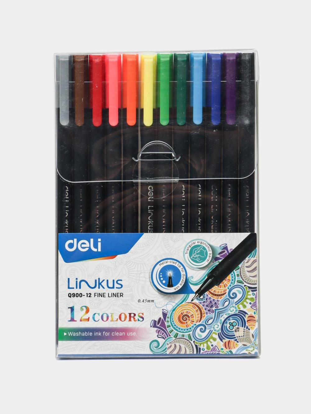 Ручка-лайнер FINE LINER, набор 12 цветов, 90012, Deli 90012-EQ 1