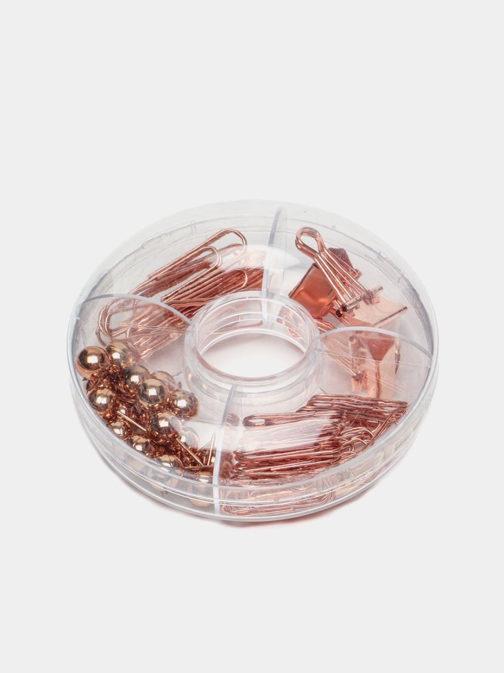 Kichik ofis anjomlari to'plami Meshu "Rose Gold", 89 dona, pushti oltin, plastik penal, yevropodves MS_36946 1