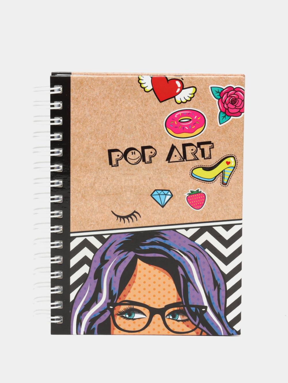 Записная книжка А6 80л. на гребне BG "Pop art", твердая обложка, глянцевая ламинация ЗКТ6гр80_лг_8328 1