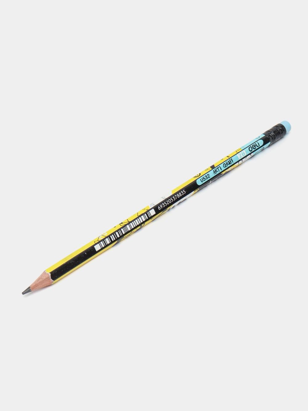Карандаш 2B 53200 Deli с ластиком Graff 53200-WU 1