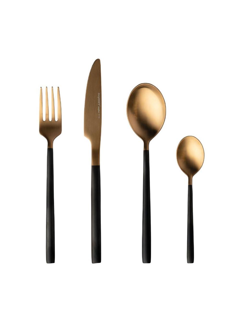 BergHOFF Gem Black dasturxon asboblari to'plami, zanglamaydigan po'lat, 4 dona, oltin rang. 1