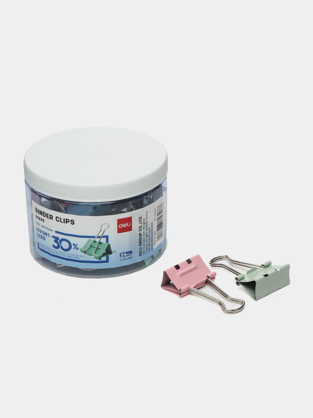 Зажим с легким нажатием 32мм 24шт (ассорт) 8553S Deli 8553-S 1