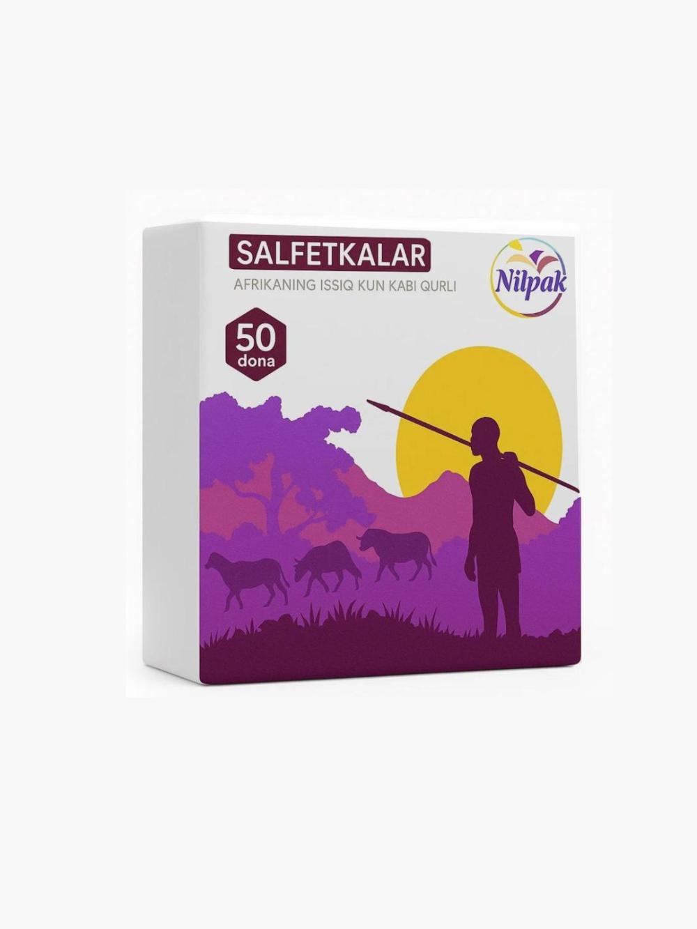 Salfetkalar "Nilpak" (50 dona) 27*27 sm, Minimal buyurtma 70 qadoq, Narx 1 qadoq uchun ko'rsatilgan 1