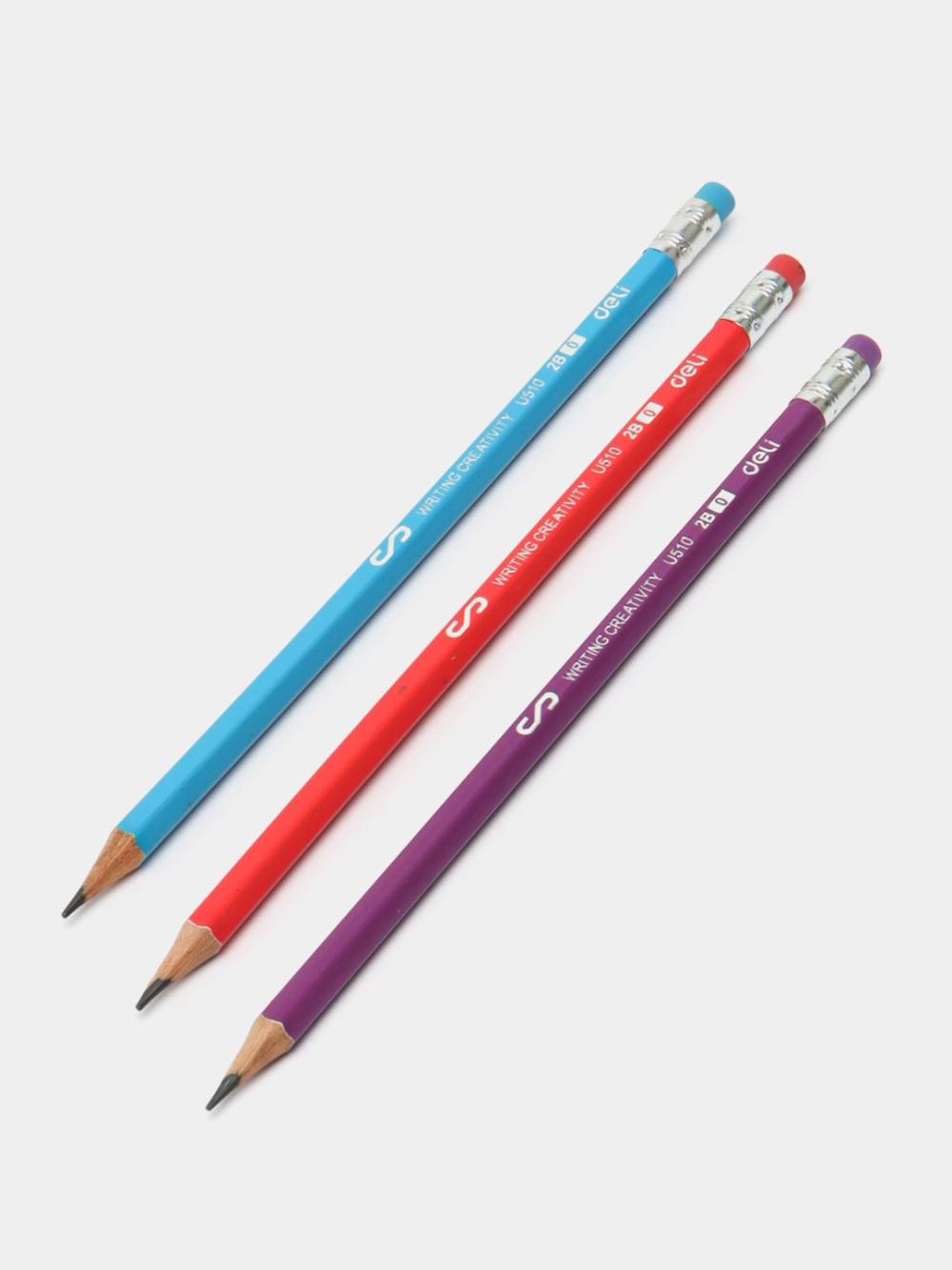 Карандаш 2B 51006 Deli с ластиком в тубе Scribe 51006-EU 1