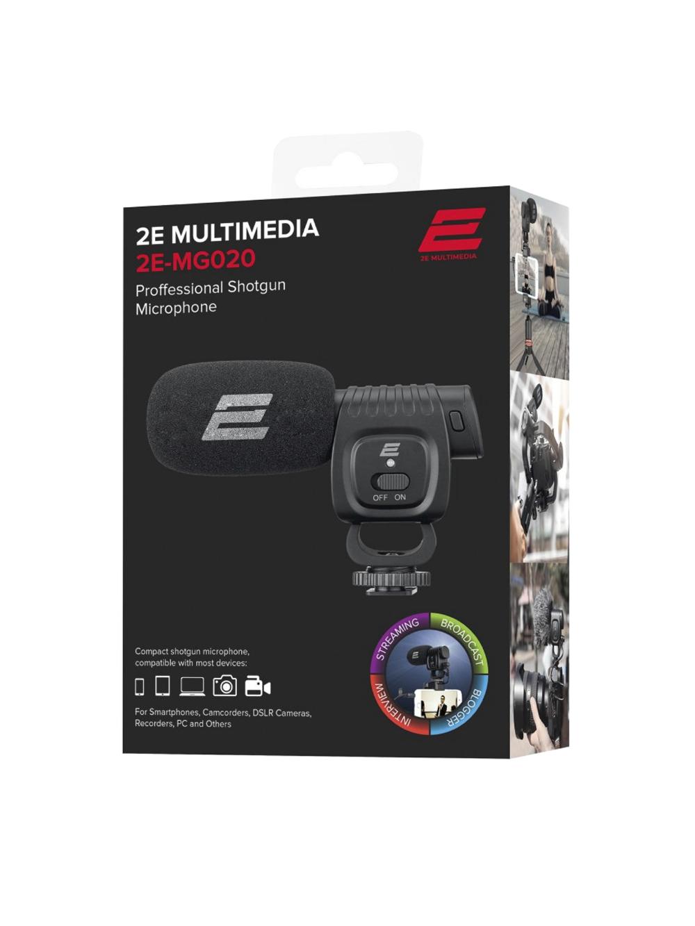 Микрофон-пушка 2Е MG020 Shoutgun Mic Pro, on/of, 3.5mm 5
