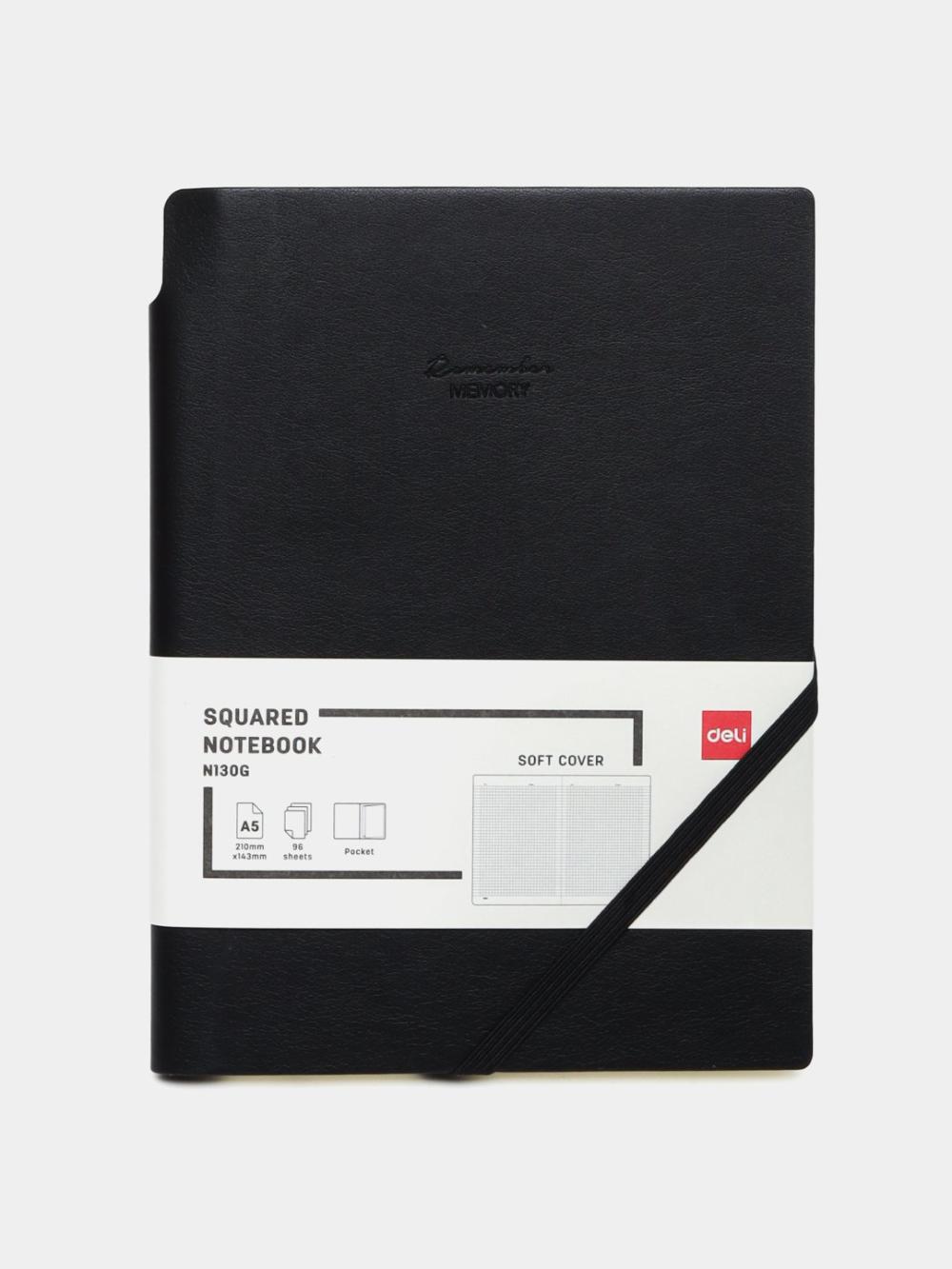 Книжка записная 96л A5 (чр) N130G Deli (клетка) 130G-N-bk 1