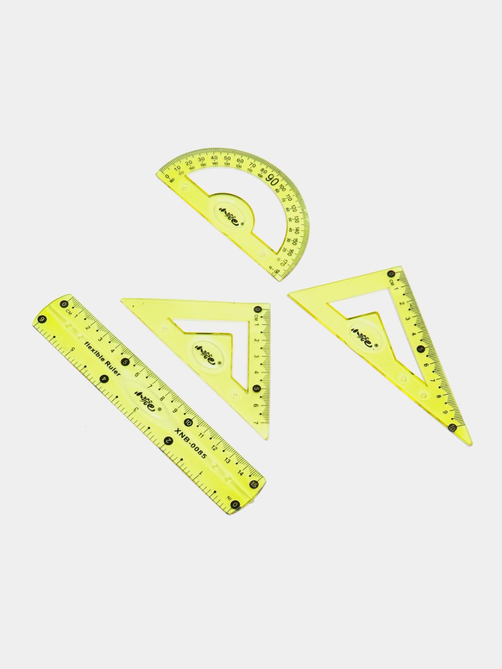 Набор чертежный малый Стамм, (треуг. 2шт., линейка 16см, транспортир), "Neon", ассорти НГ02 1