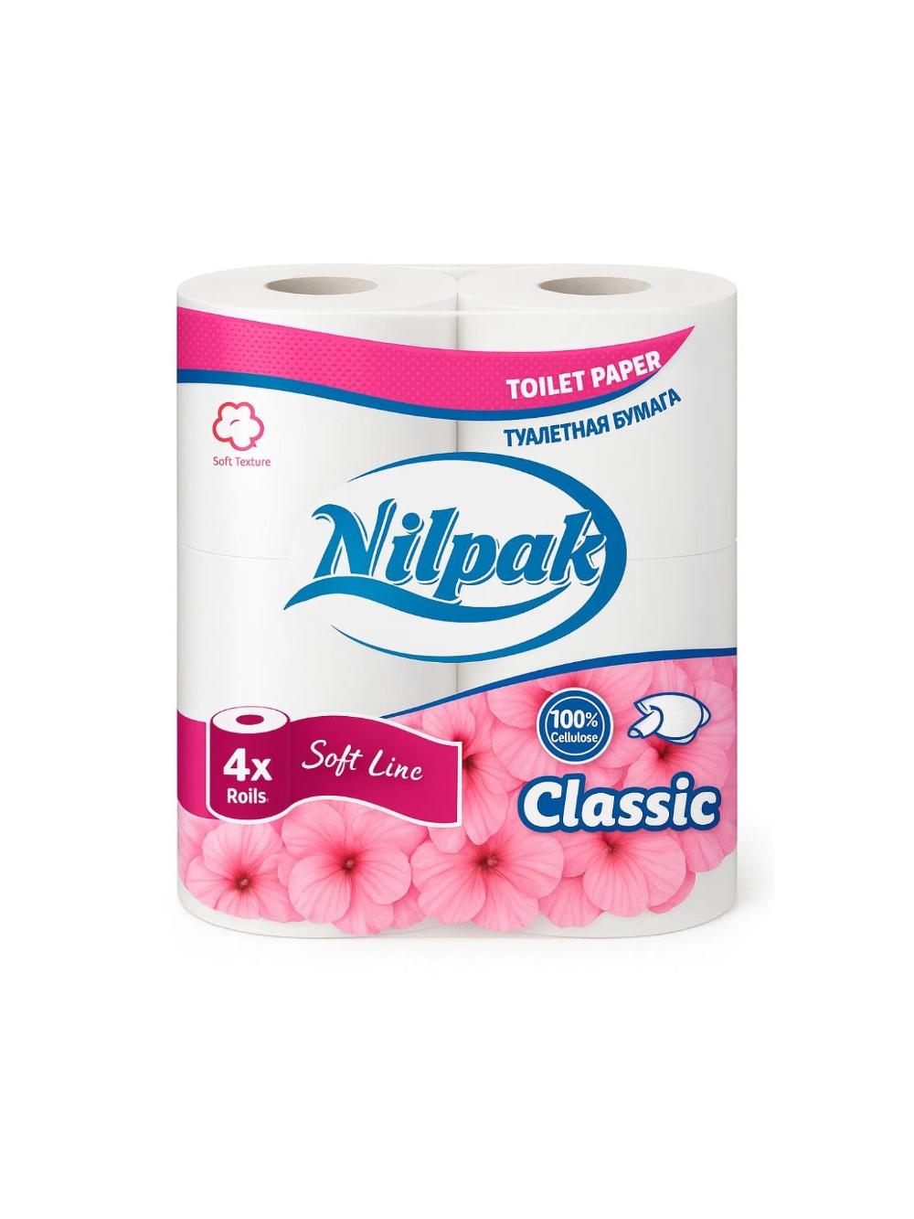 Tualet qog'ozi 4/12 "Nilpak" (4 dona), minimal buyurtma 12 qadoq. Narx bir qadoquchun ko‘rsatilgan 1