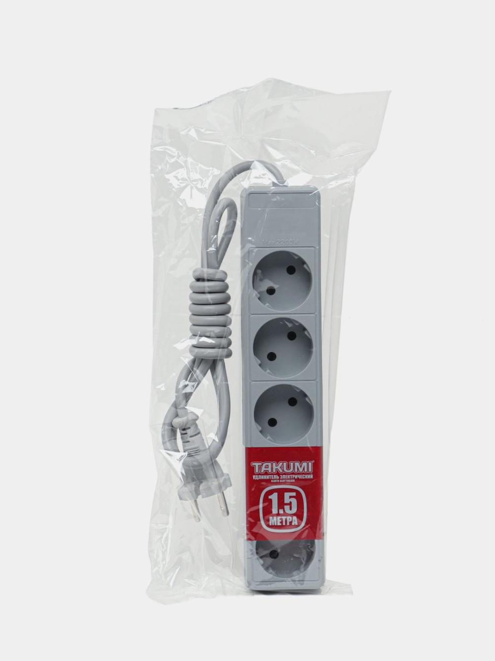 Maishiy elektr uzaytirgich Grey, 5 rozetkali, 1.5 m, (kabel 2x0.75), Takumi, U515 1