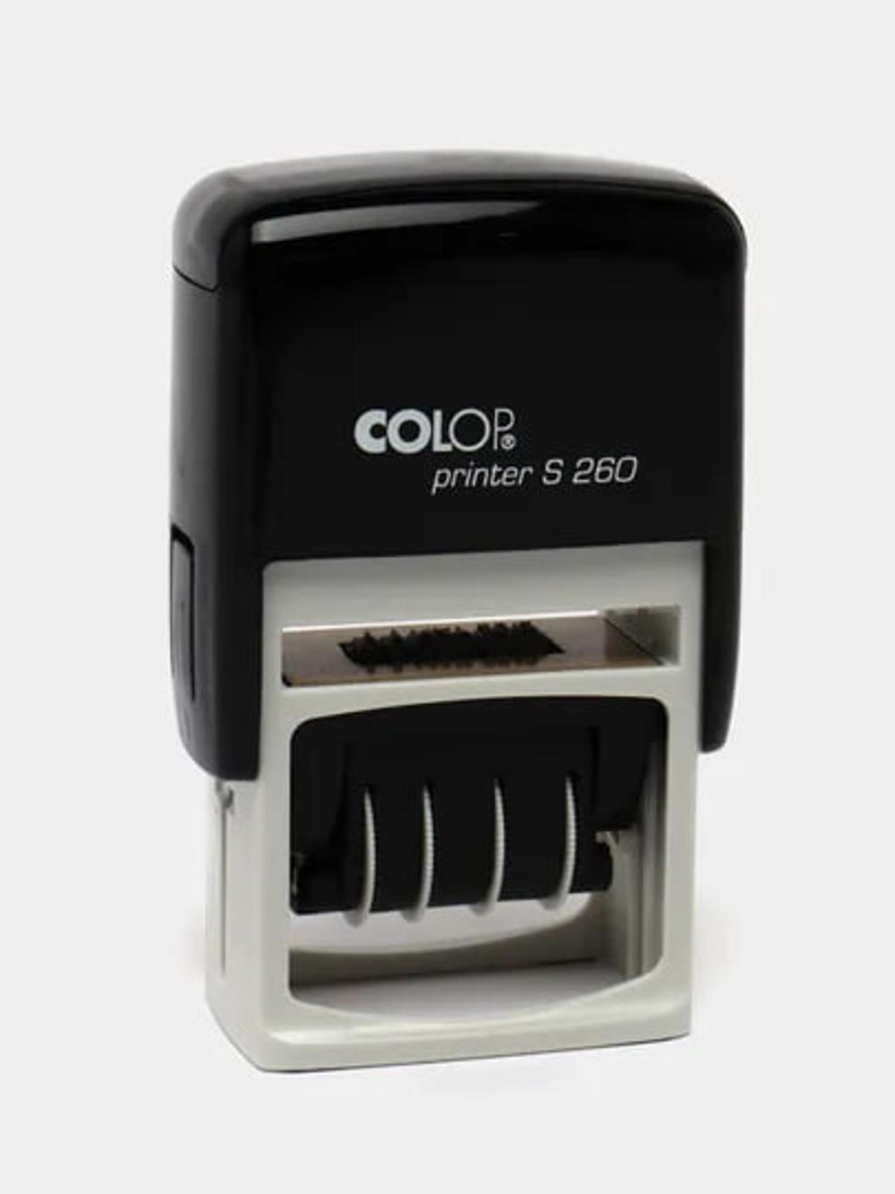O‘z-o‘zidan yig‘iladigan datyer+shtamp Printer S260 Set02 D04 inglizcha (qizil/ko‘k) Colop, 7 qator, 37*58 mm. 105732 1