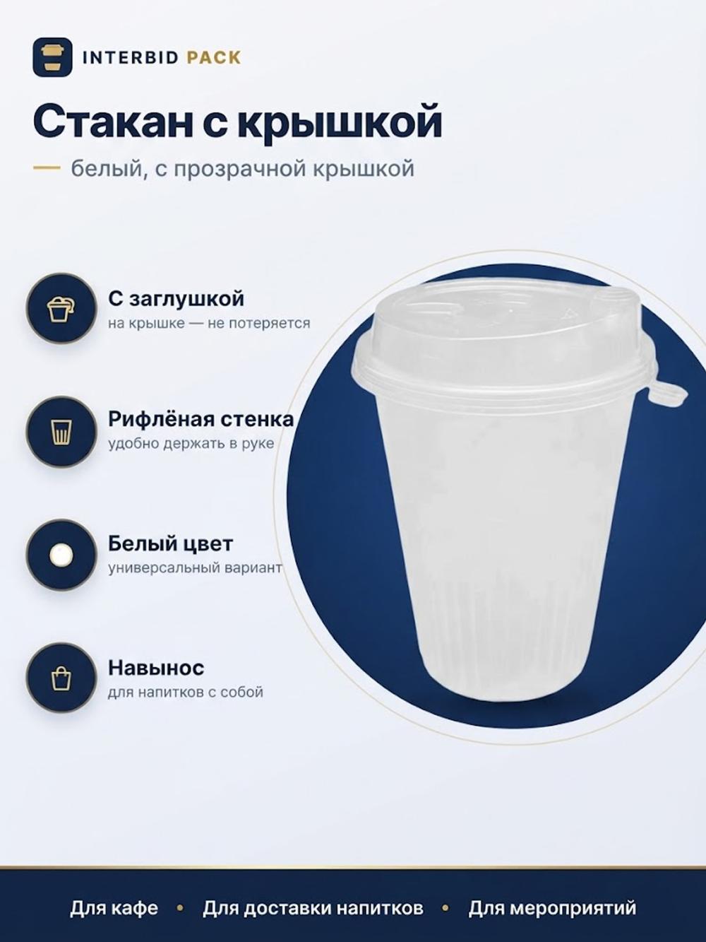 Стакан с ребрами + крышка (350мл) (черный/прозрачный), 1 коробка - 200 шт. 1