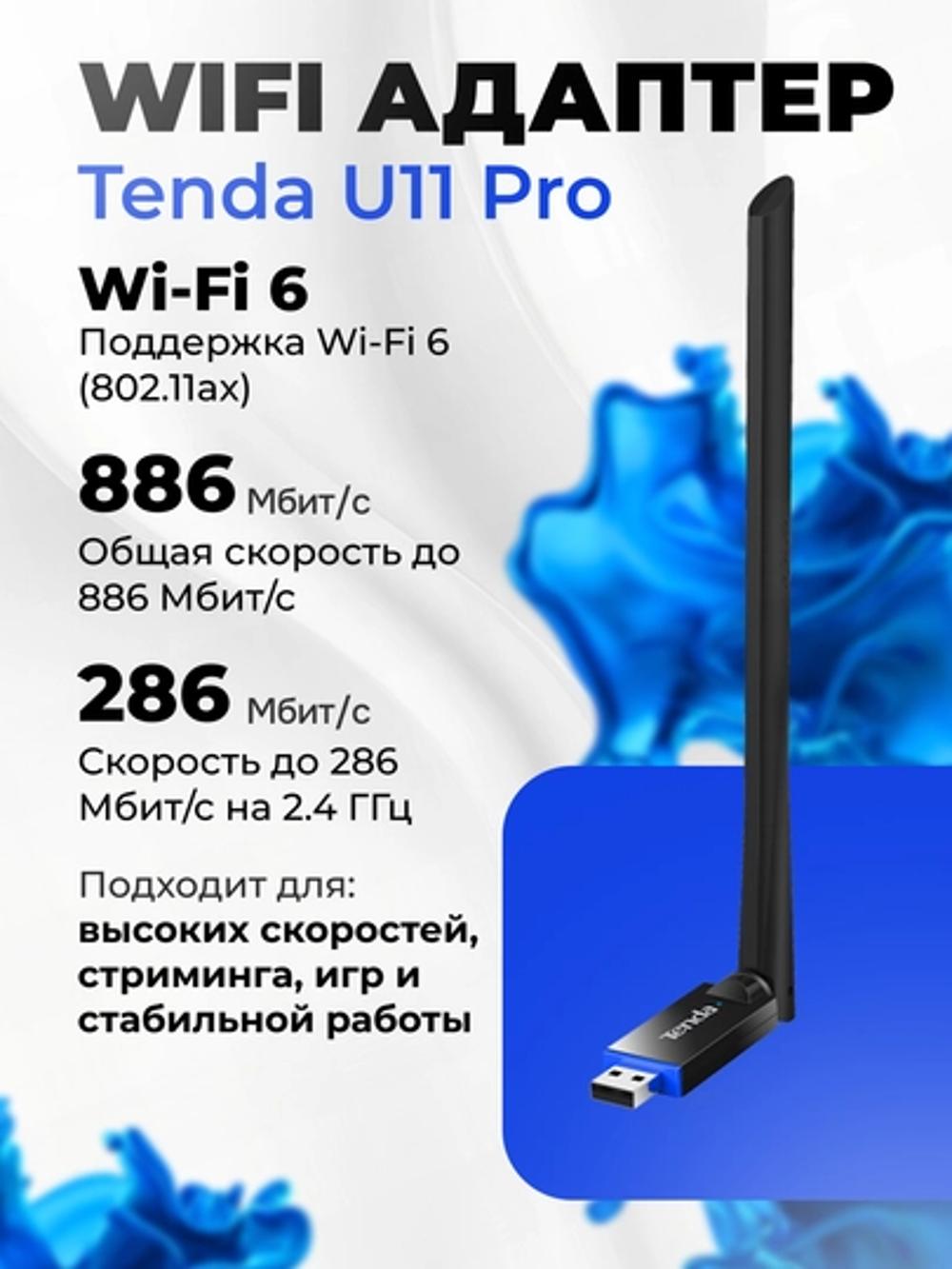 Wi-Fi USB адаптер Tenda U11 Pro 1