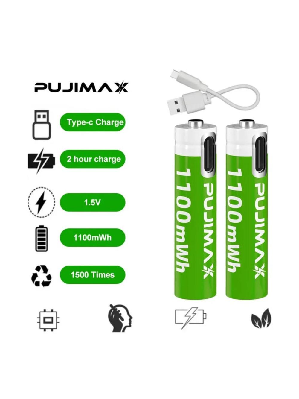 Pujimax AAA akkumulyatorli batareykalar 1100 mWh 1