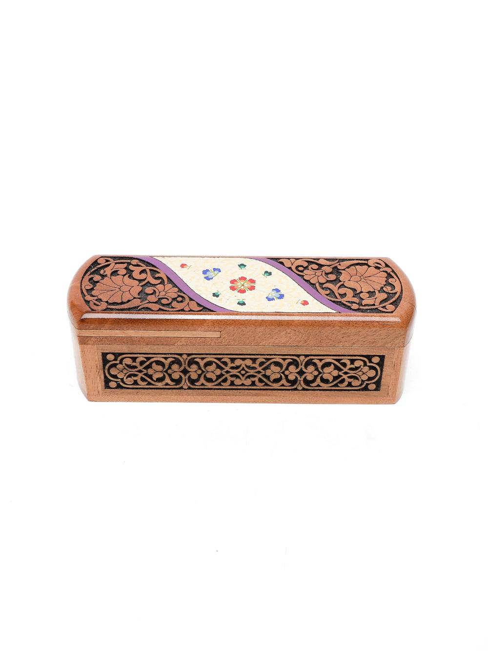 Suvenir yog'och shkatulka, yong'oq, o'yma va naqqoshlik, 146×48×45 mm 1