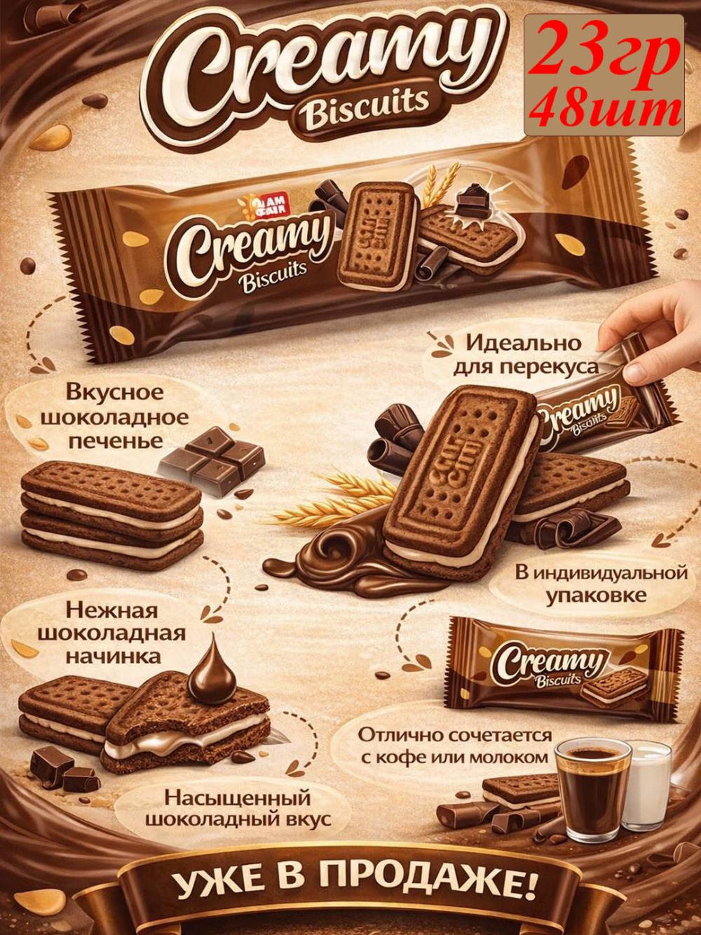 Creamy shokoladli ta'mli kremli, sendvich pechenye 1