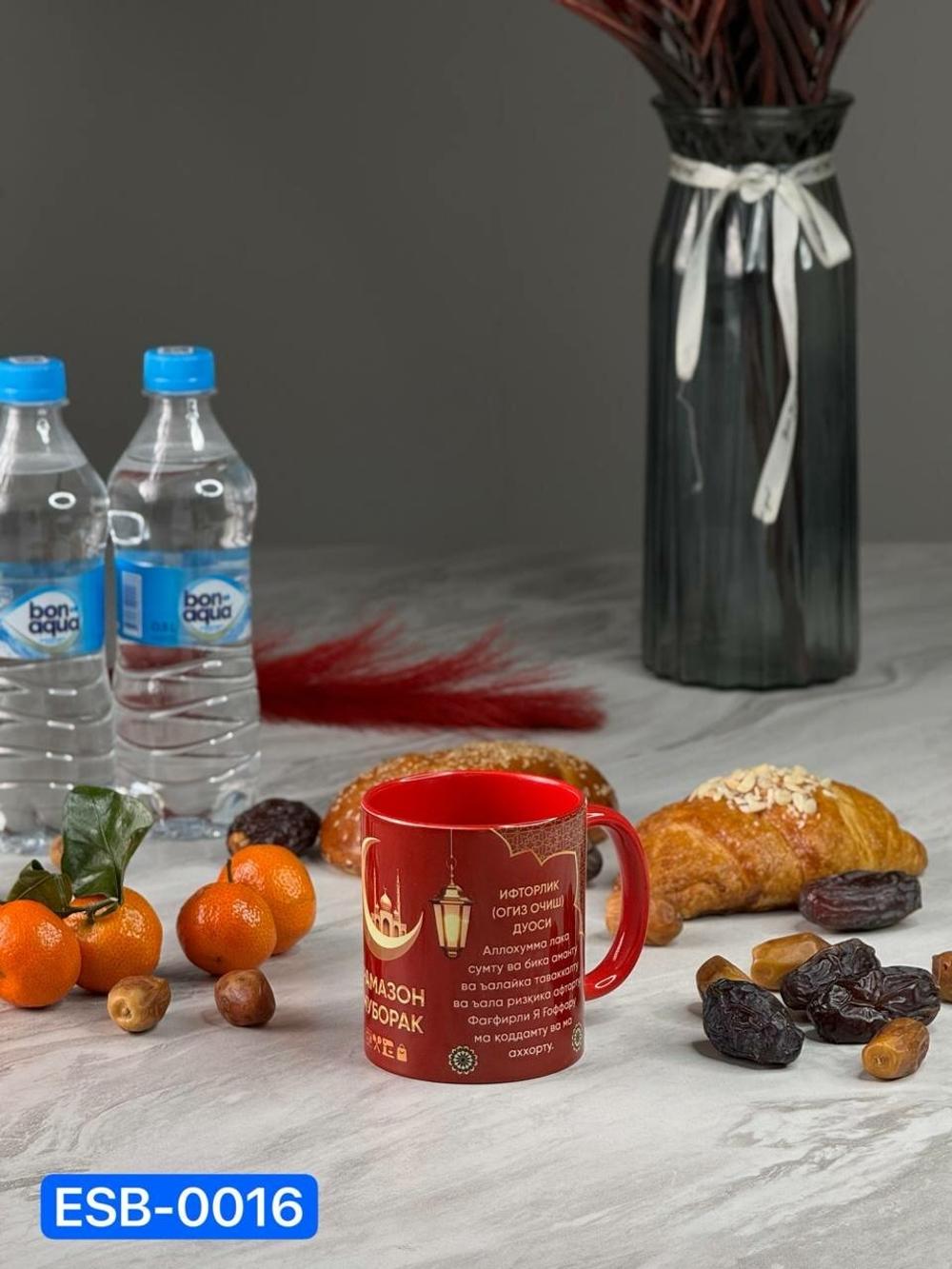 Кружка, для подарка, для офиса, для кухни, кофе и чая, красная, 350мл, с пожеланием Рамадана ESB-0016 3