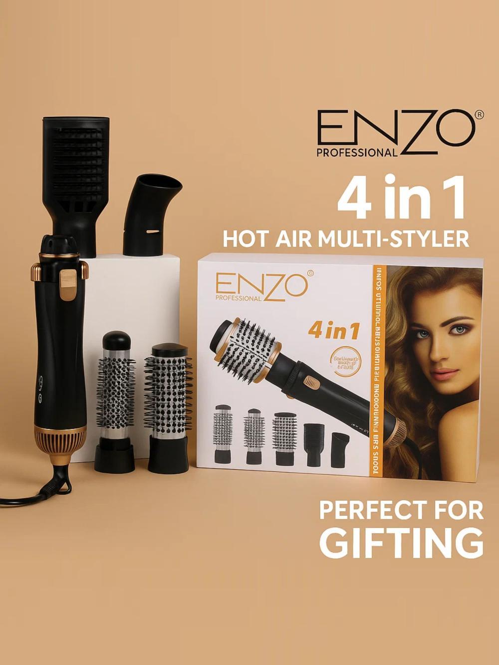 Enzo professional dan 4 tasi 1 da elektr soch stayleri, nasadkali ko'p funksiyali fen-cho'tkа. 1