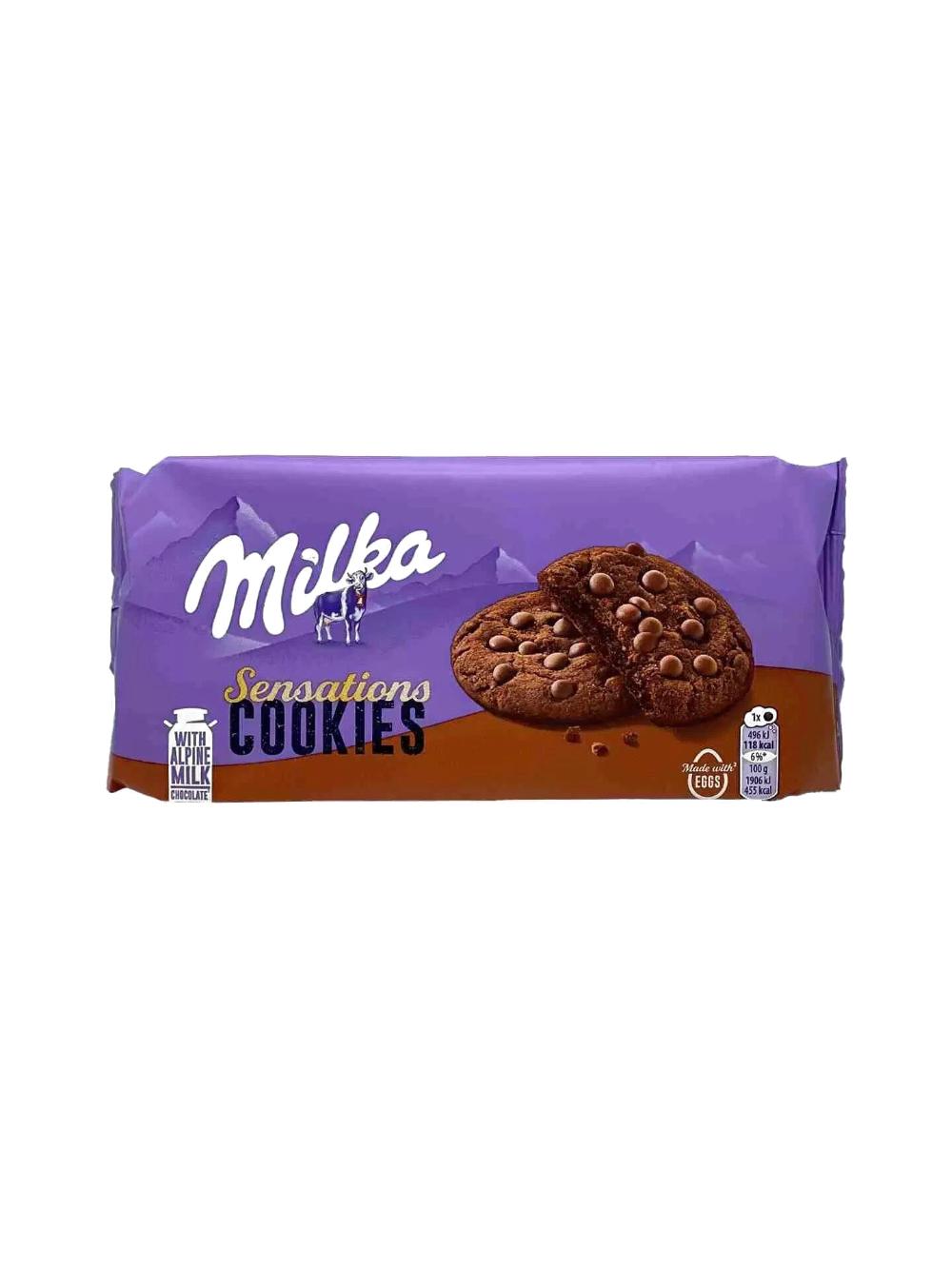 Milka Cookie Sensations, kakao va sutli shokolad bo‘lakchalari bilan pechenye, 156 g 1