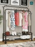 Вешалка Elementto, металл, складная, для одежды и обуви, на колёсиках, blackkk, высота 150 см 3