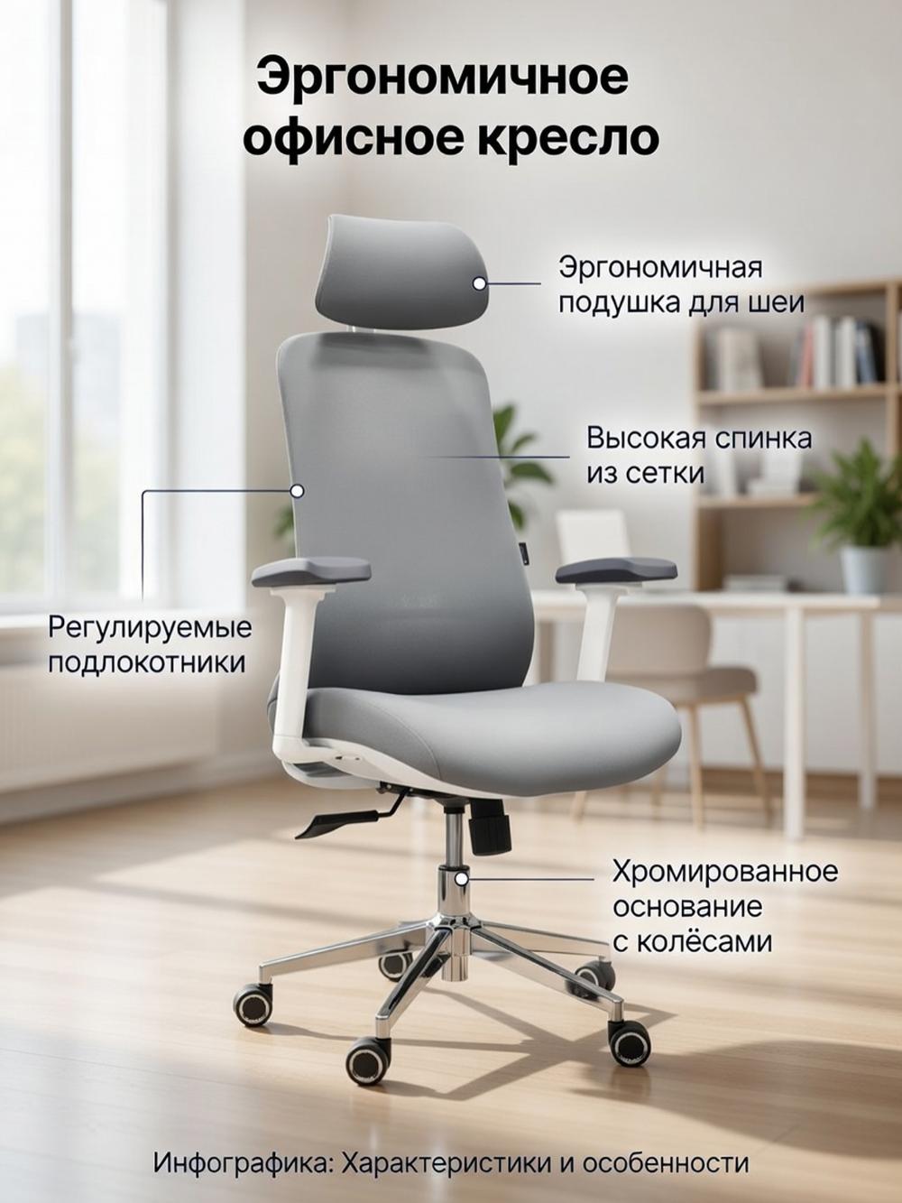 Эргономичное офисное кресло для офисов OSLO GREY 1