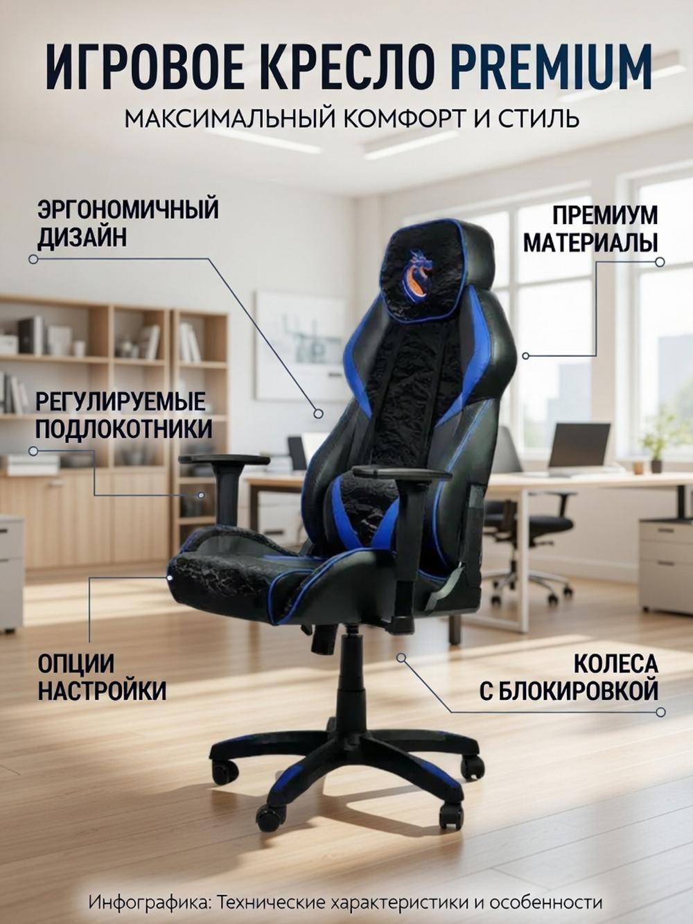 Игровое тканевое кресло для максимального комфорта SYRAX 1
