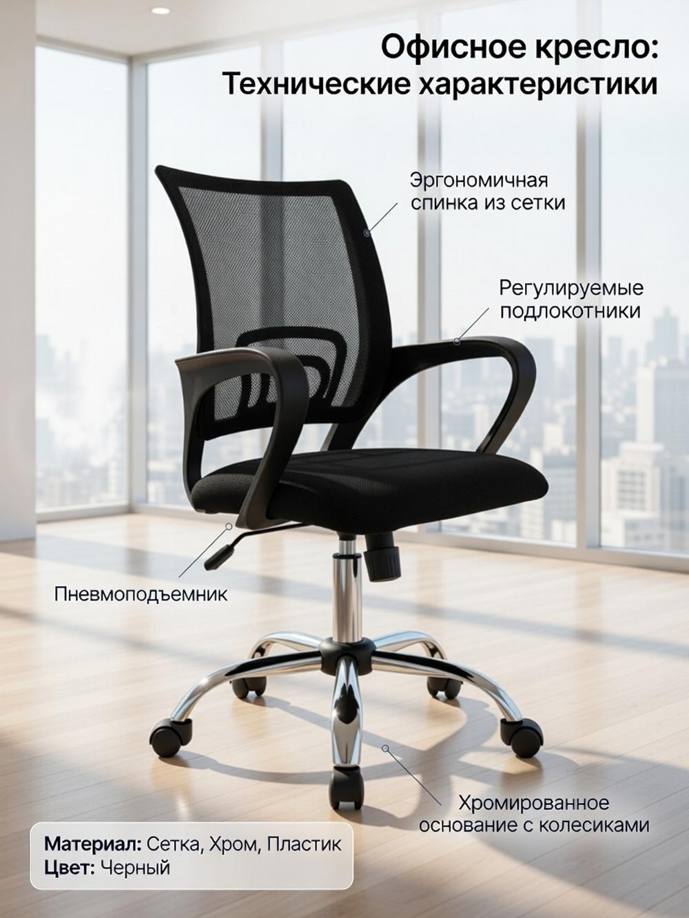 Ofis uchun SOLO ECO xodimlar kreslosi, qora 1