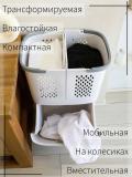 Комод для хранения одежды и белья, корзина для ванны на колёсиках, многоуровневая, молочный 2