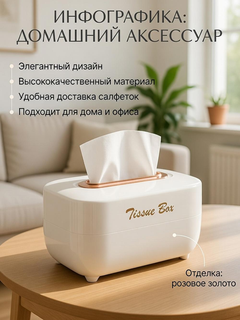 Салфетница , Настольный бокс для салфеток, пластиковая, для кухни, белая 1