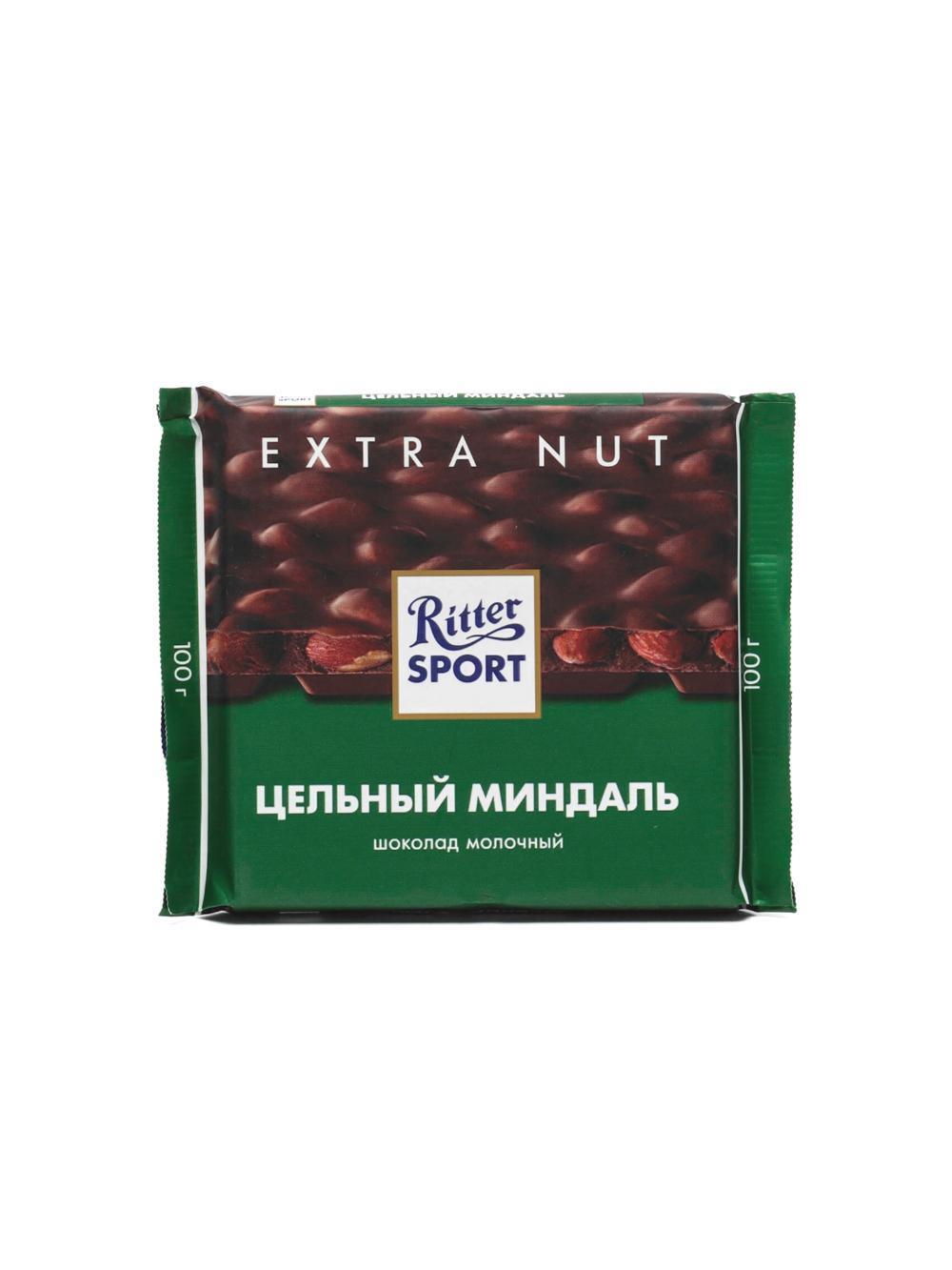Ritter Sport sutli shokolad, butun bodom bilan, 100 g, Minimal buyurtma 1 ta paket, har bir paketda 12 dona, narxi bir birlik uchun. 1