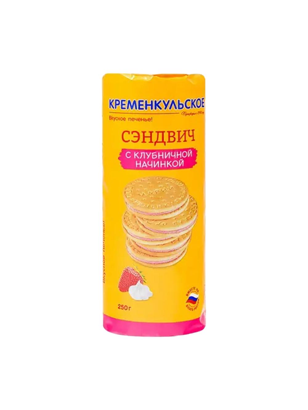 Sandvich shaklidagi pechenye Kremenkulskoye qulupnayli to‘ldirmali, 250 g 1
