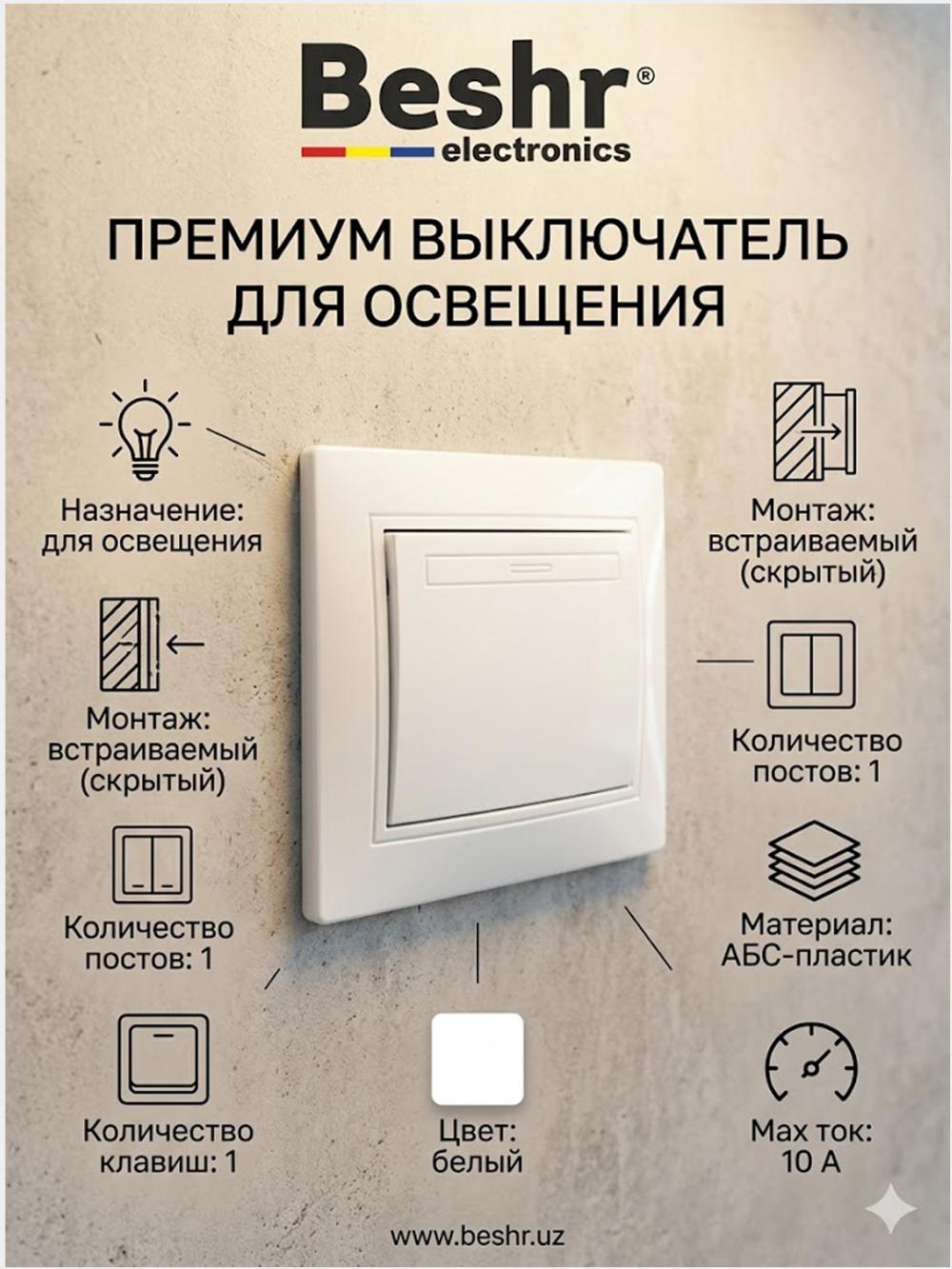 BESHR Выключатель, одинарный, внутренний 1