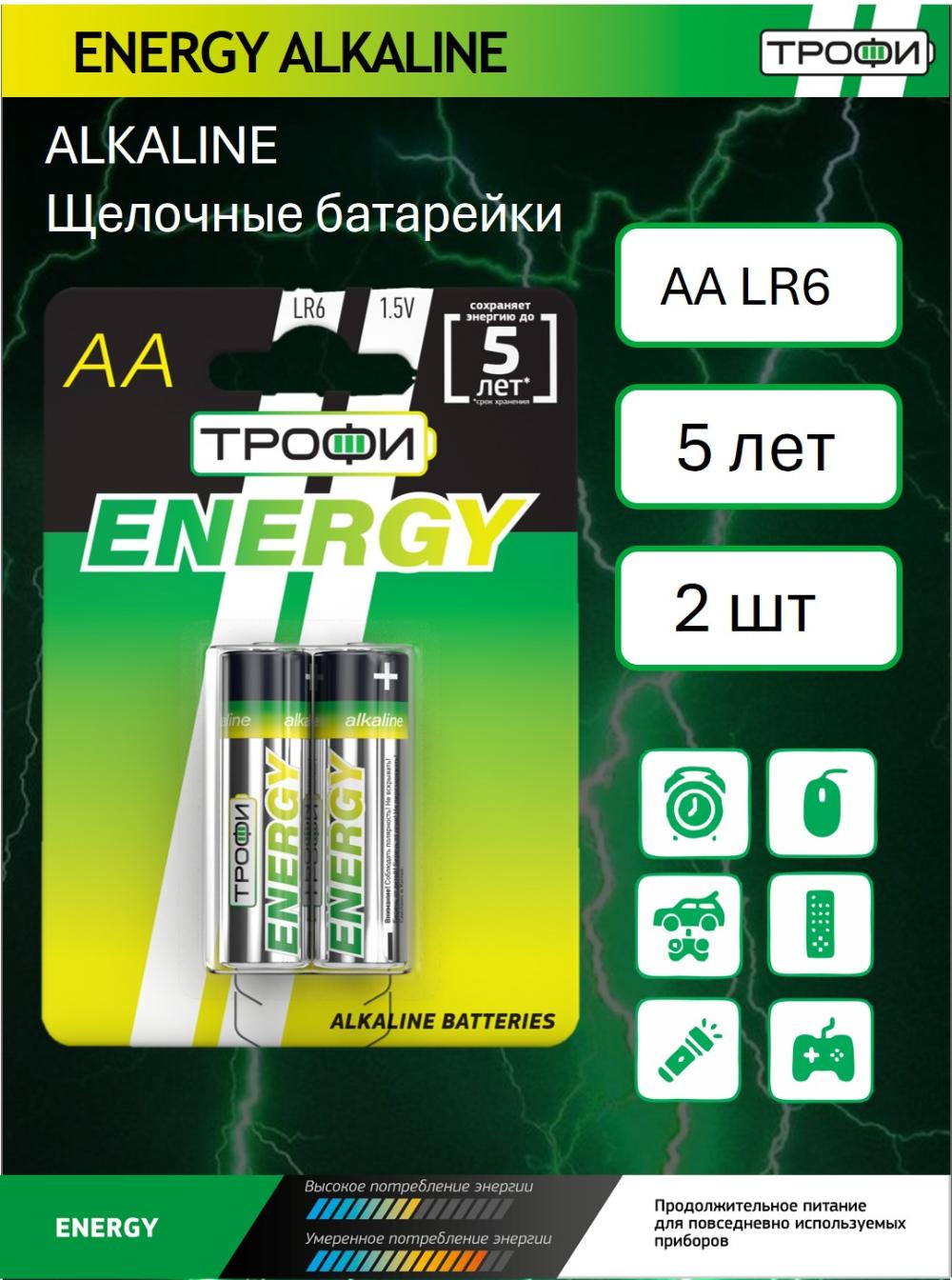 Батарейки Трофи ENERGY alk AA блистер 2шт 1