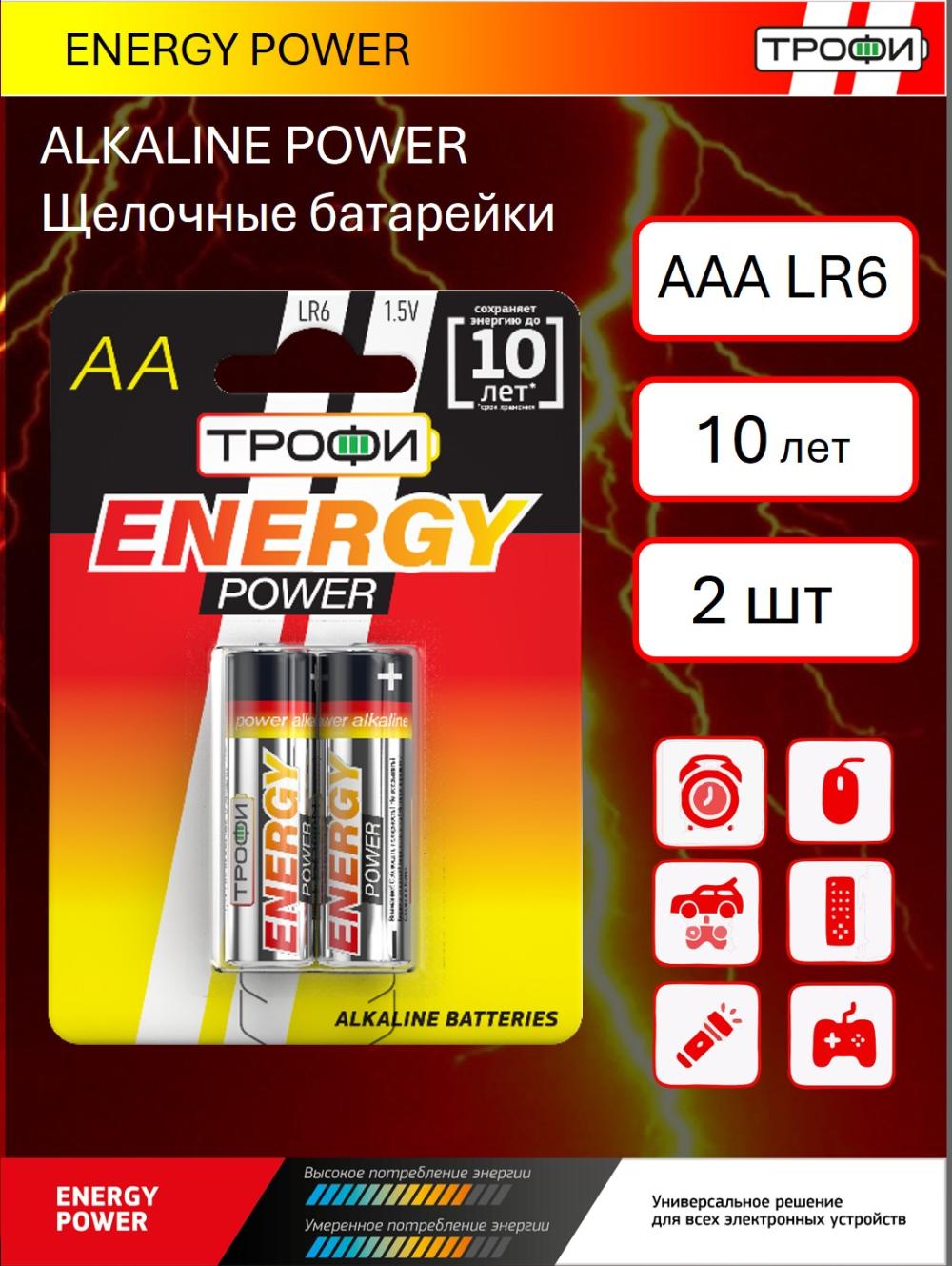 Батарейки Трофи POWER alk AA блистер 2шт 1