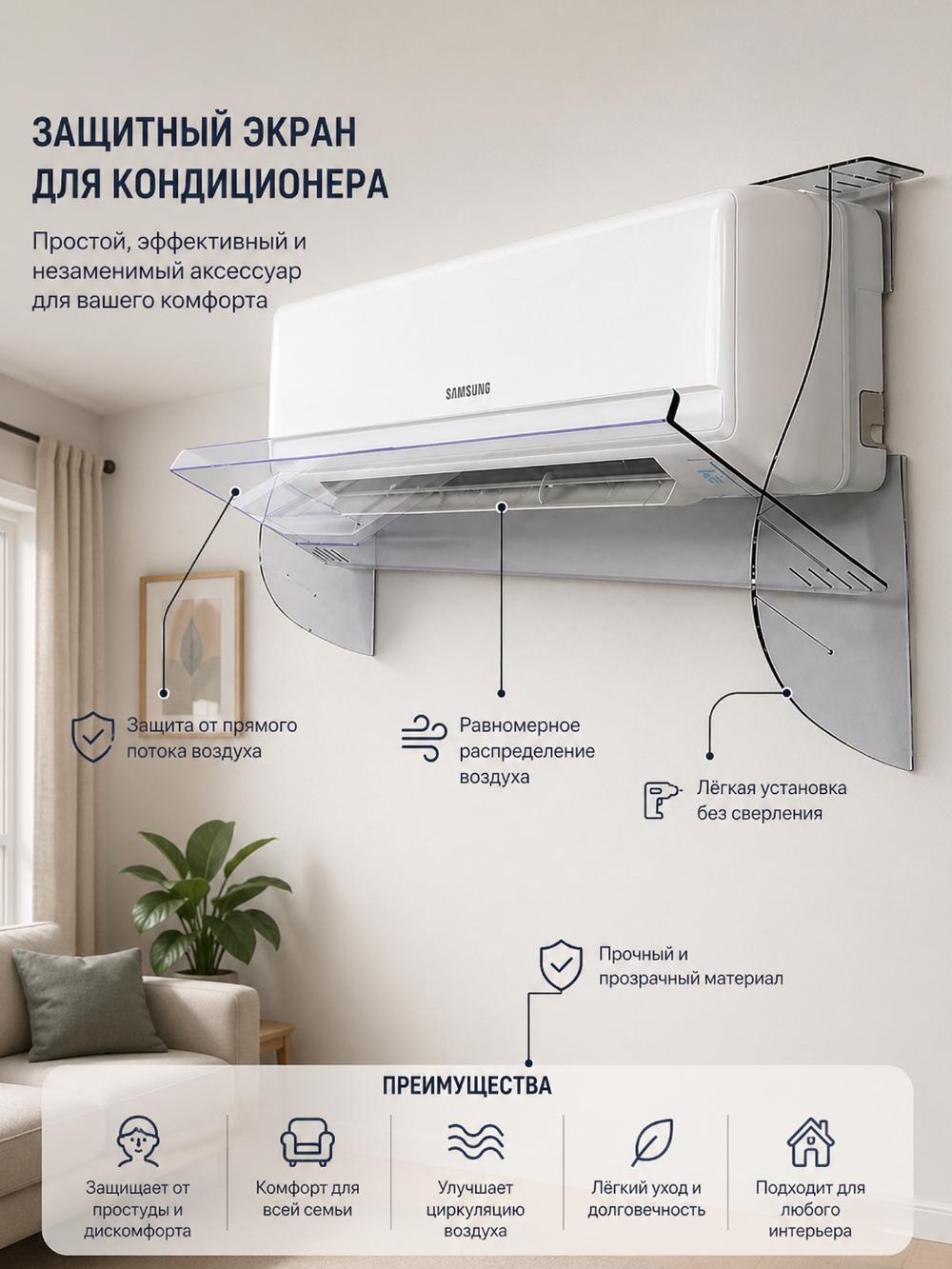Konditsioner uchun himoya ekrani 18-24, deflektor SAFE 1