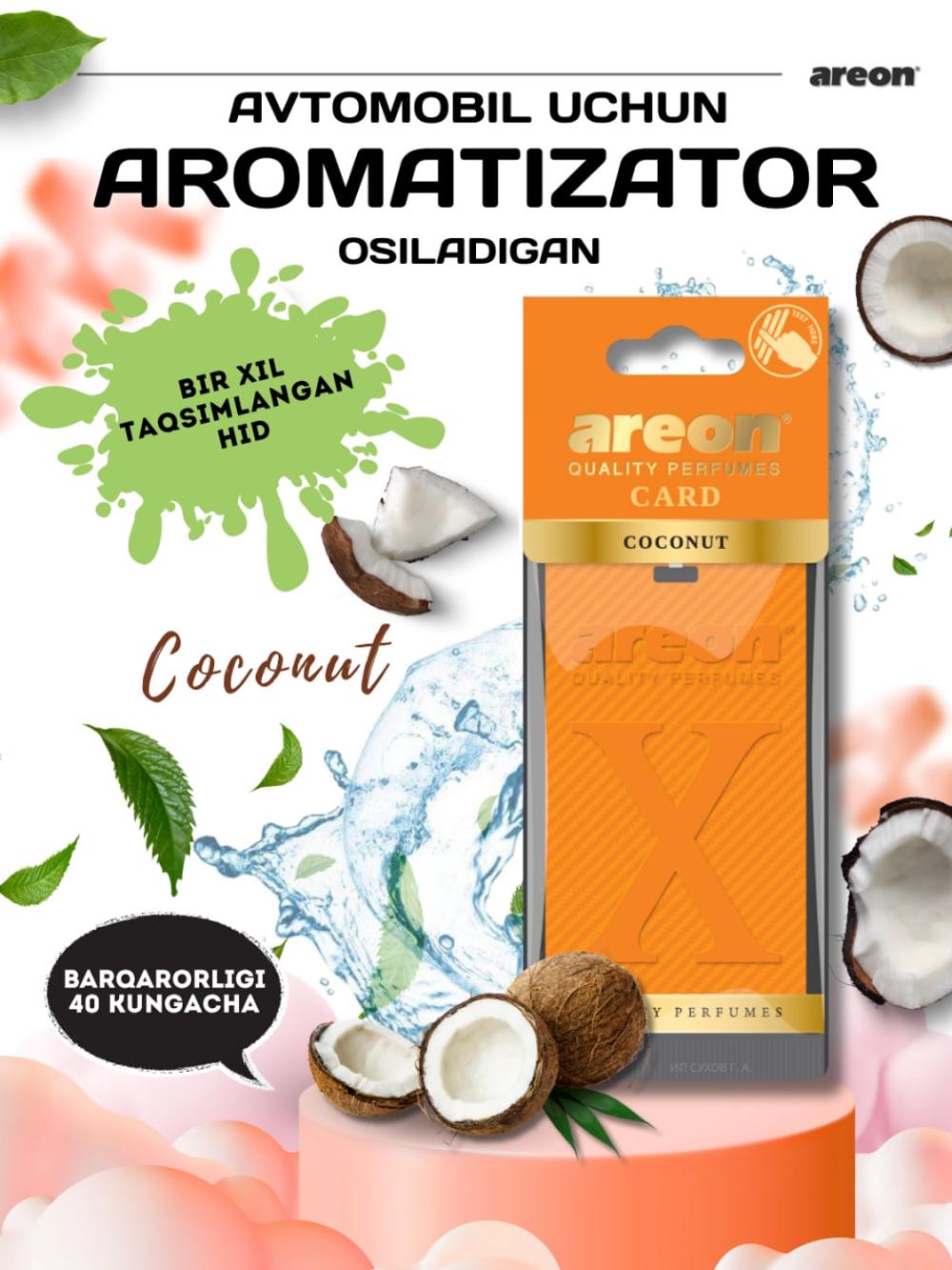 Освежитель для машины Areon X Scented Cards, подвесной, стойкость до 40 дней, 6 ароматов 2