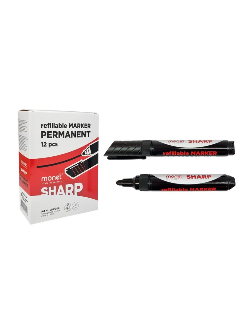 Permanent marker qora MONET SHARP 2MP006 (12/120/1200), Minimal buyurtma 1 qadoq. Qadoqda 12 dona. Narx 1 qadoq uchun ko'rsatilgan 1