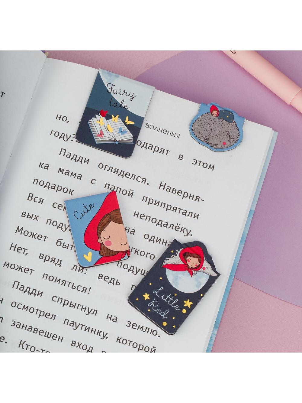 Закладки магнитные для книг, 4шт., MESHU "Little red", матовая ламинация, фольга (6/540) MS_58317. Минимальный заказ 1 упаковка в упаковке 6 шт. Цена указана за 1 упаковку 1