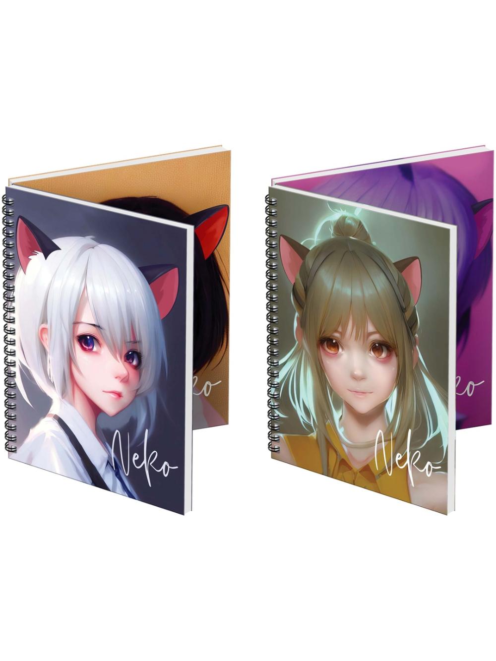 Тетрадь 80л., А5, клетка на гребне MESHU "Neko", двойная обложка, матовая ламинация, тиснение (4/24) MS_53953. Минимальный заказ 1 упаковка в упаковке 4 шт. Цена указана за 1 упаковку 1