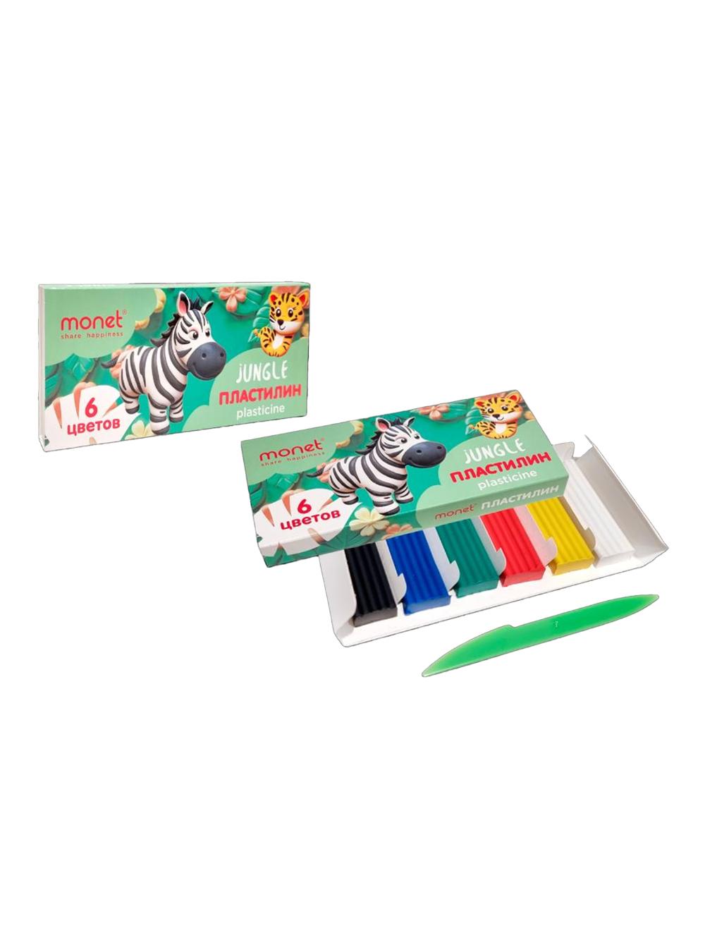 Пластилин 6 цветов "MONET JUNGLE" 120г, со стеком 2CPL001 (1/30) 1