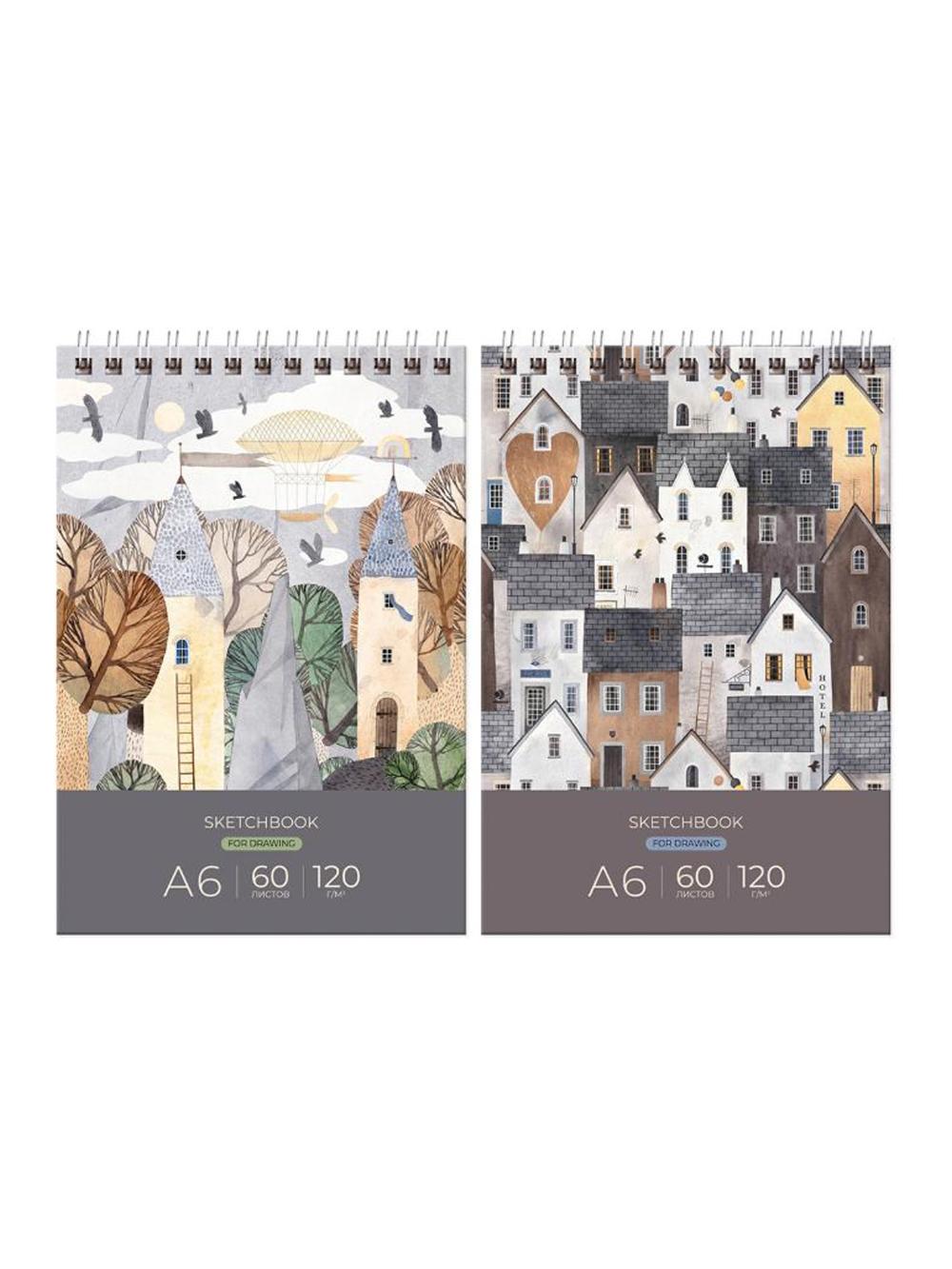 Скетчбук 60л., А6 BG "Хюгге", на гребне, глянцевая ламинация, 120г/м2 (1/40) СА660гр_58070 1