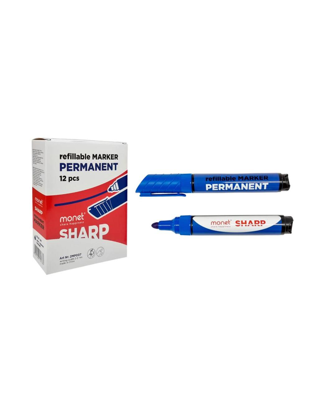 Permanent marker ko'k MONET SHARP 2MP007 (12/120/1200). Minimal buyurtma 1 qadoq. Qadoqda 12 dona. Narx 1 qadoq uchun ko'rsatilgan. 1