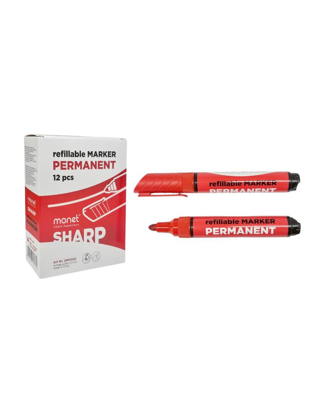 Перманентный Маркер красный MONET SHARP 2MP008 (12/120/1200), Минимальный заказ 1 упаковка в упаковке 12 шт. Цена указана за 1 упаковку 1