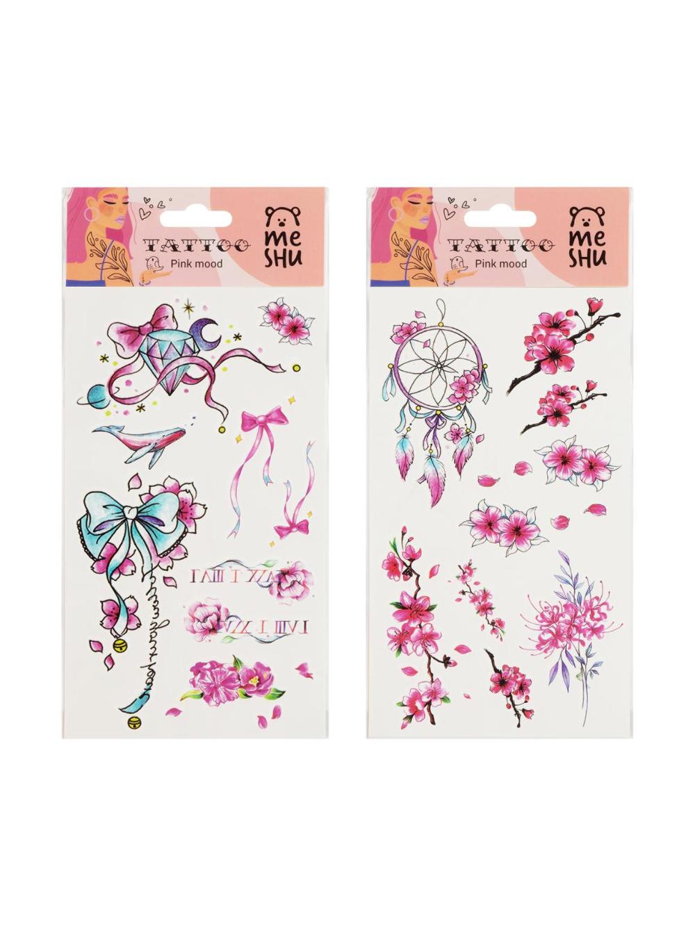 Наклейка-тату MESHU "Pink mood", 22*10см, инд. уп., европодвес (6/720) MS_52658, Минимальный заказ 1 упаковка в упаковке 6 шт. Цена указана за 1 упаковку 1