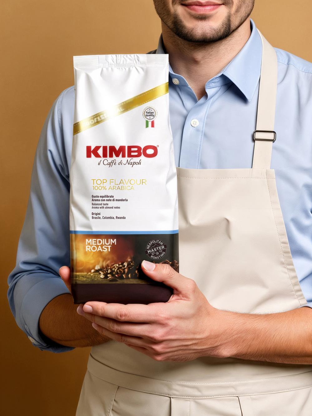 Kimbo Top Flavor qahvasi, 1 kg,100% Arabica butun dukkakli, o'rtacha qovurilgan 1