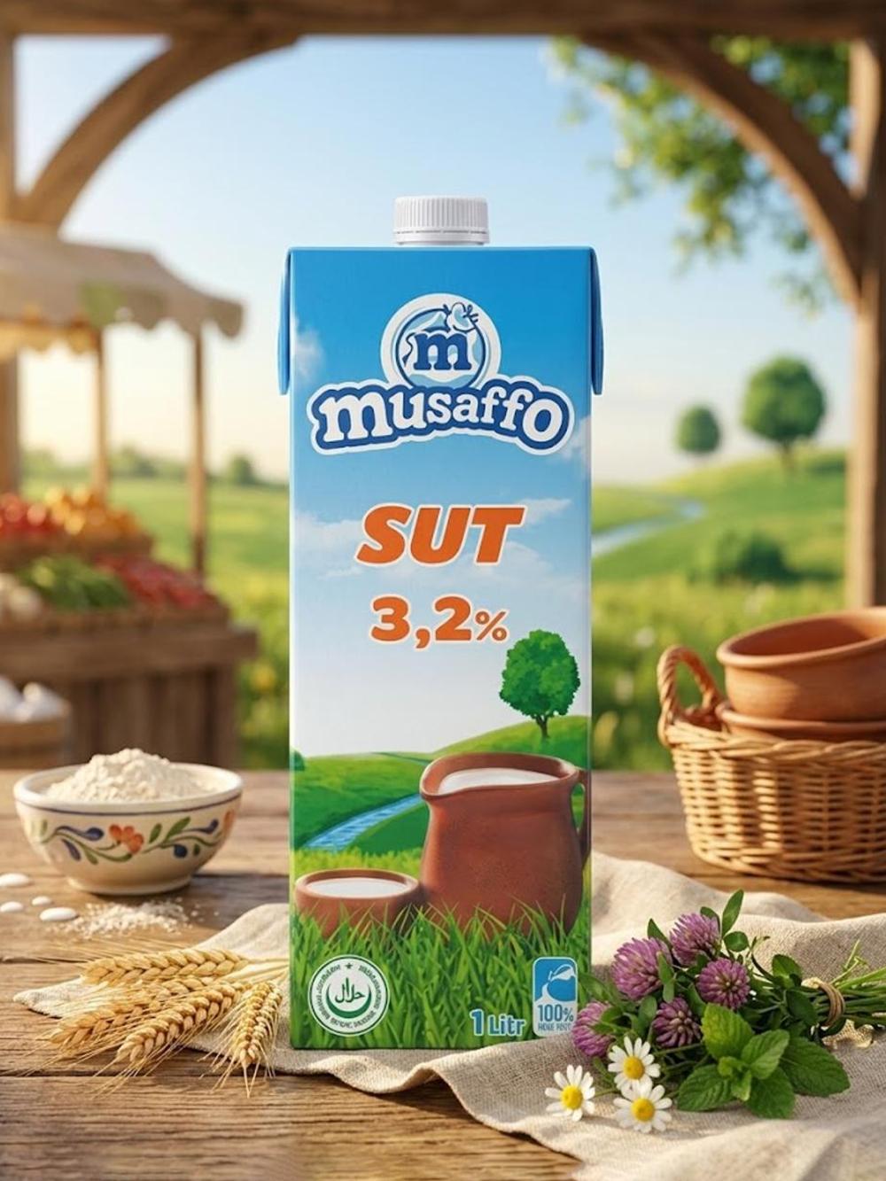 Sterilizatsiyalangan sut Musaffo 3.2%, 1 litr Minimal buyurtma 1 blok, 1 blokda 12 dona 1