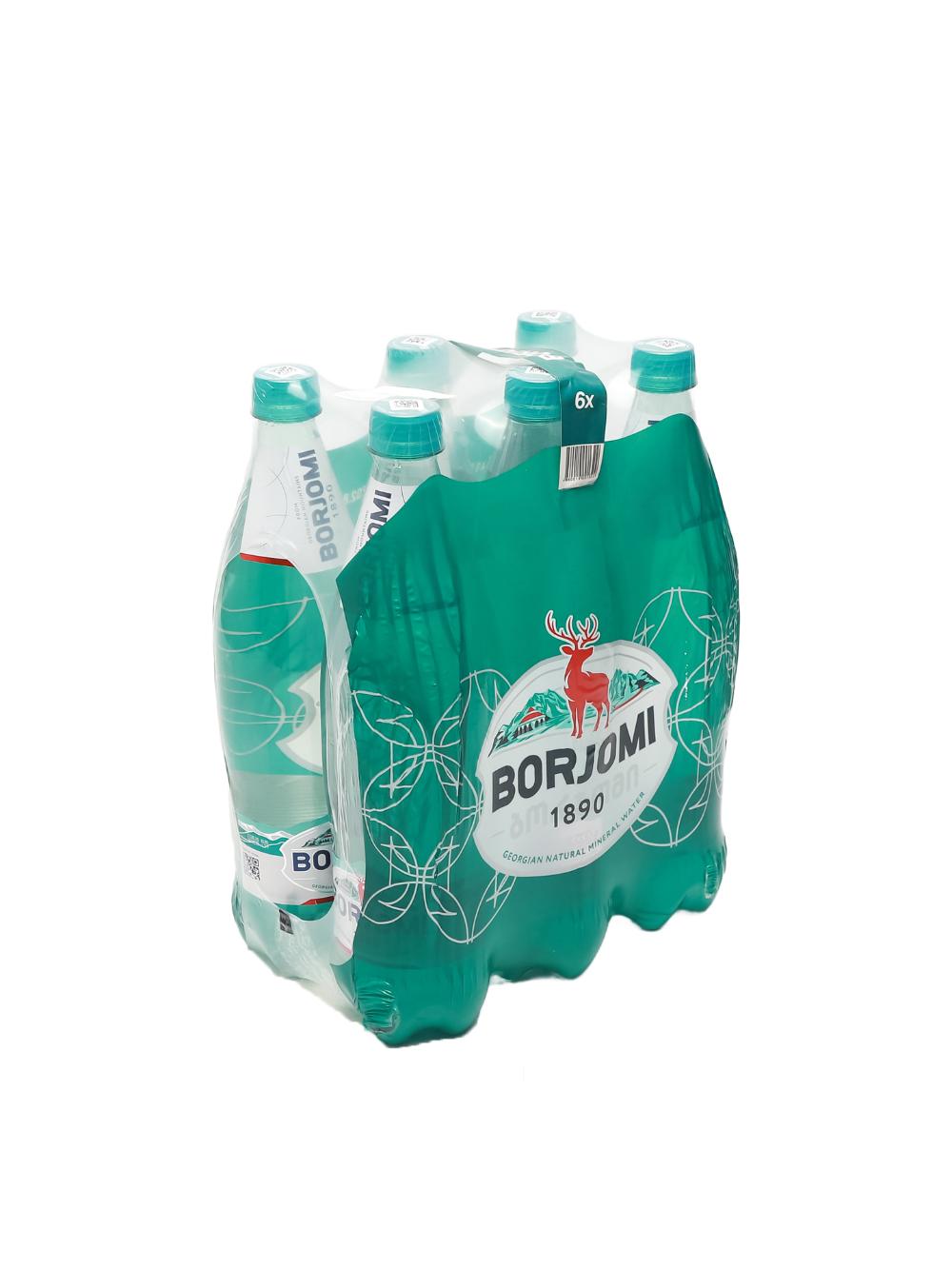 Borjomi gazlangan mineral suv, 0,75 l, PET idishda. Narxi blok uchun ko‘rsatilgan. 1 blokda 6 dona 1