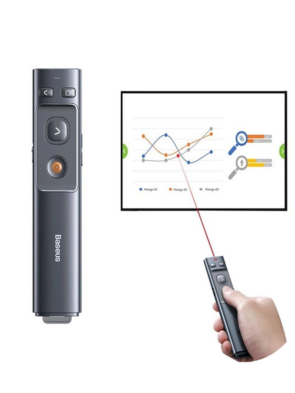 Пульт для презентаций лазерная указка Модель: Baseus Orange Dot AI Voice Wireless Presenter (Red Laser) 1