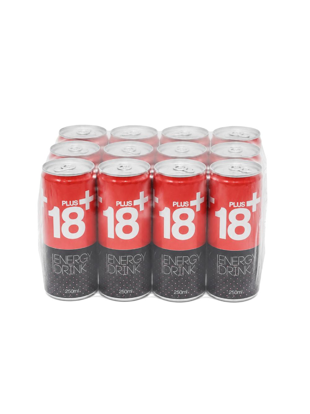 Energetik ichimlik "Plus 18+", 250 ml, Qadoqda 12 dona, narxi bir qadoq uchun ko‘rsatilgan 1