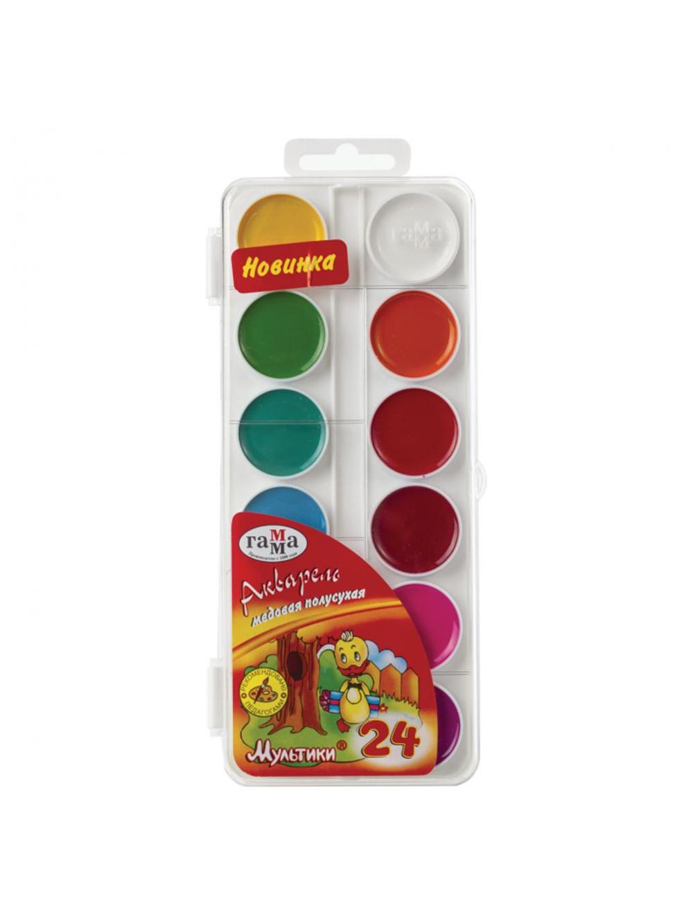Akvarel "Мультики", asalli, 24 rang, cho'tkasiz, plastik qadoq, ilgichli Гамма 211046_24 1