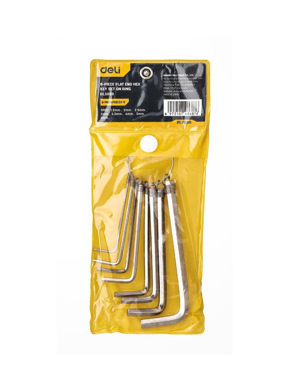 Шестигранник плоский в наб. 8шт 1.5-6mm Deli D-EDL3080 1